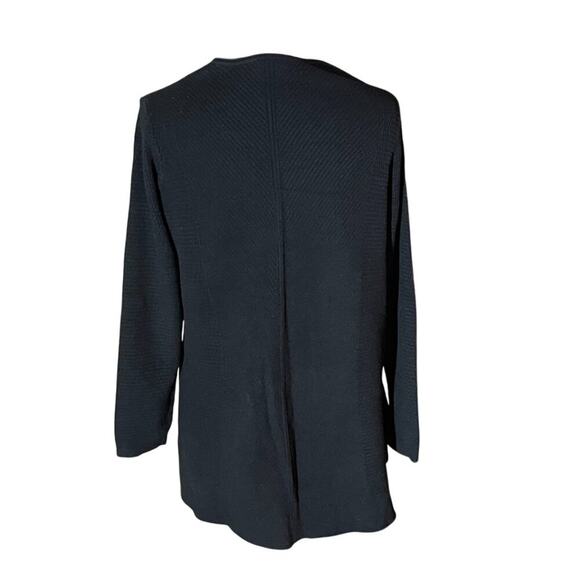 J. Jill Cotton Blend Black Oversized Textured Sweater V-Neck Long Sleeve Tunic S - Picture 4 of 14